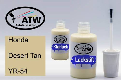 Honda, Desert Tan, YR-54: 20ml Lackstift + 20ml Klarlack - Set, von ATW Autoteile West.